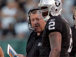Raiders head coach Tom Cable with JaMarcus Russell in 2009. Things worked out great.